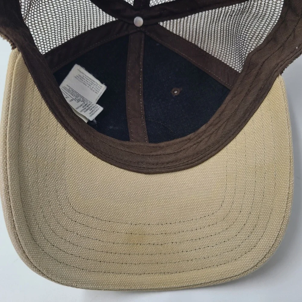 The North Face Hat Snapback Trucker Mesh Beige Brown Logo Patch Hike Outdoor Men